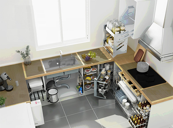 Ưu tiên sử dụng tủ bếp thông minh để bố trí nội thất phòng bếp