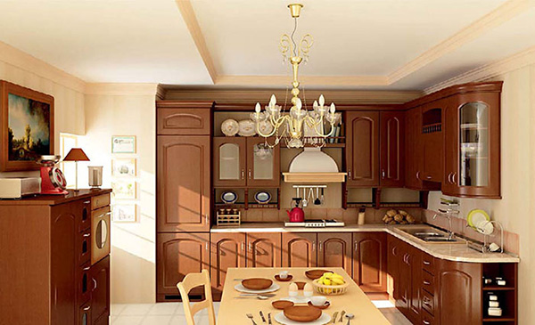 Phòng bếp mang phong cách cổ điển với nội thất bằng gỗ