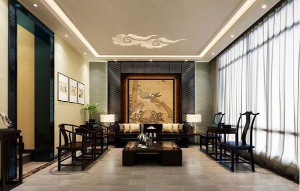 Mẫu 7: Nội thất màu trầm được ứng dụng trong thiết kế phòng khách mang lại cảm giác rất “châu Á”